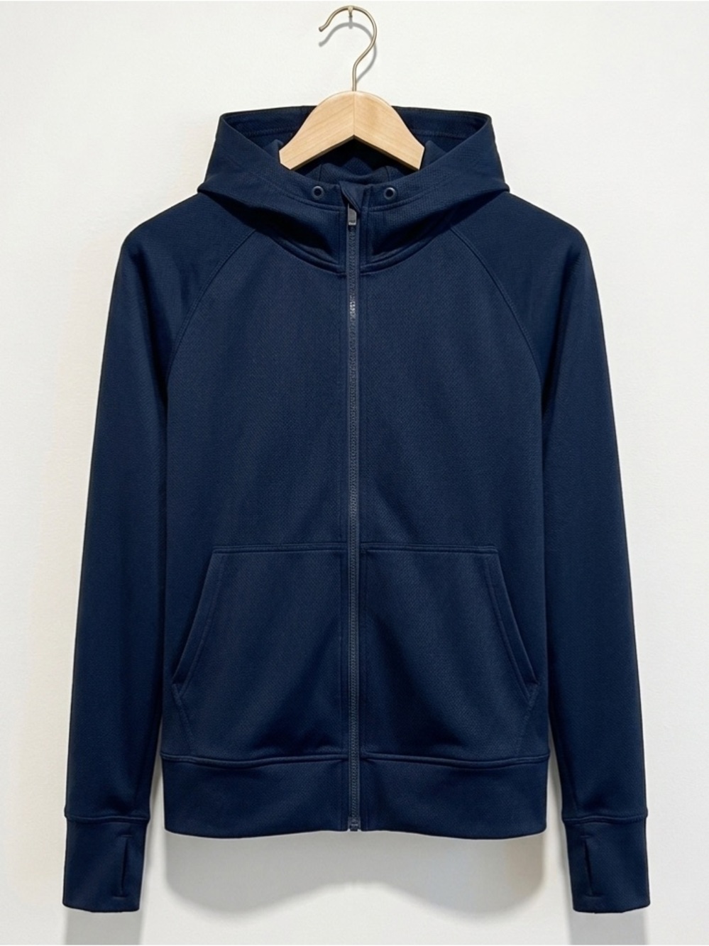 Athleta Navy Blue Full-Zip Hooded Lightweight Athletic Hooded Jacket Sz XS